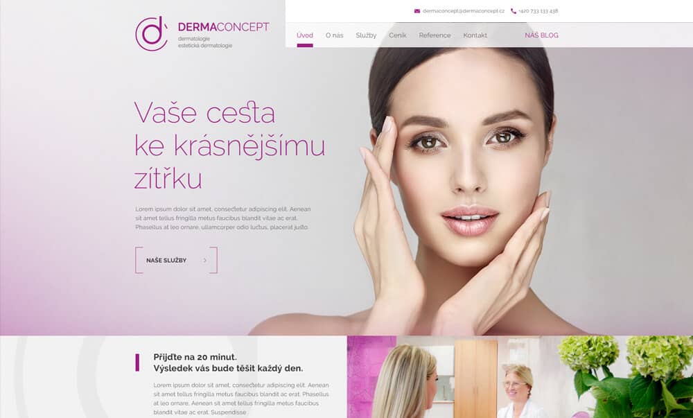 webdesign of dermaconcept website